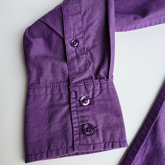 Twice Mens Long Sleeves Button Up Shirt Purple 100% Cotton Sz M - Picture 2 of 10